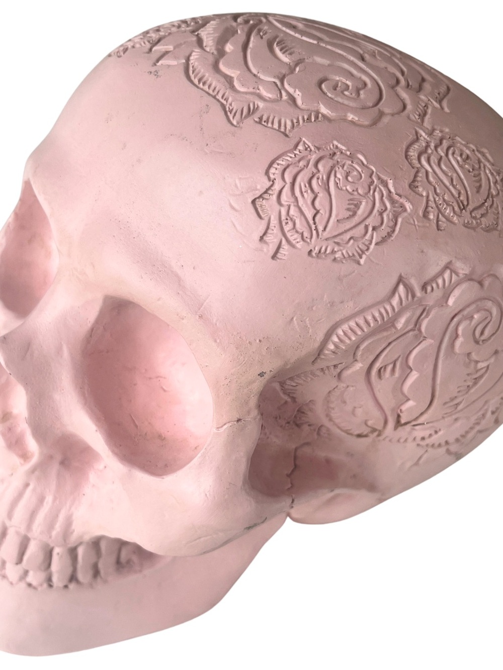 Decorative Pink Floral Skull Accent - Brand